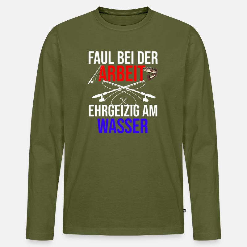 Cooles Anglerspruch Design - schöes Angler Design - Männer Premium Bio Langarmshirt - Khaki