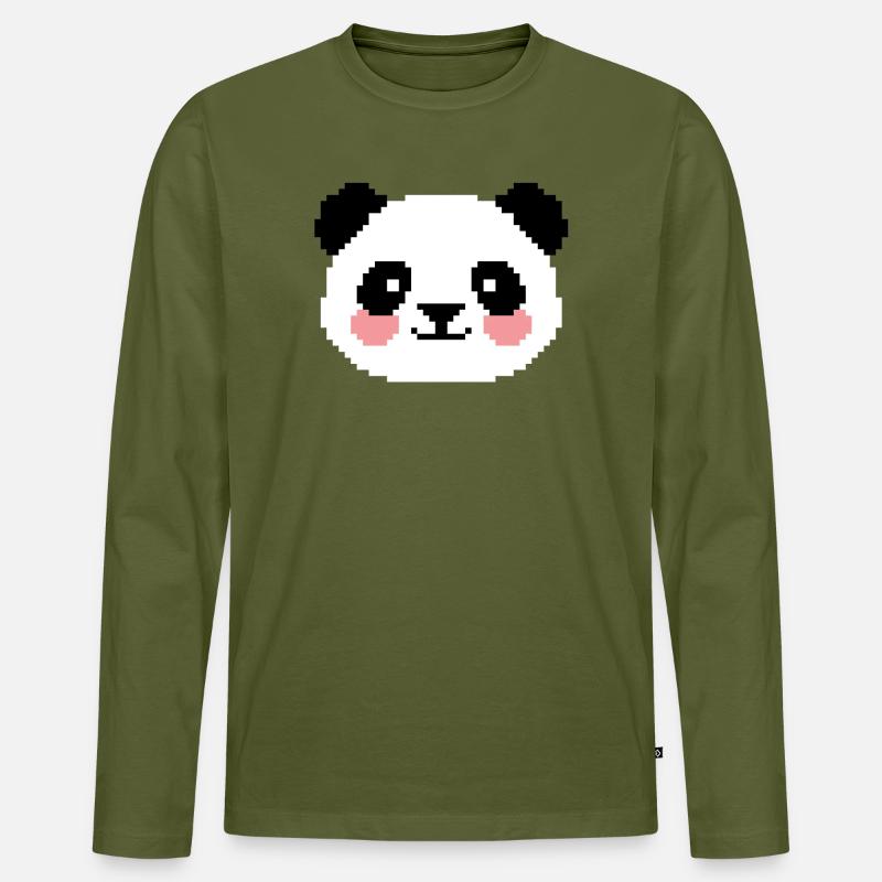 8bit Panda - Männer Premium Bio Langarmshirt - Khaki