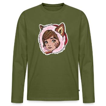 Le Petit Chaperon Rouge en petit loup - T-shirt manches longues Premium bio Homme - kaki - Devant - Nico (187cm)