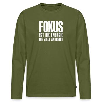 Success Saying for Founder Entrepreneur Startup - Men's Premium Organic Long Sleeve Shirt - khaki - Front - Nico (187cm)