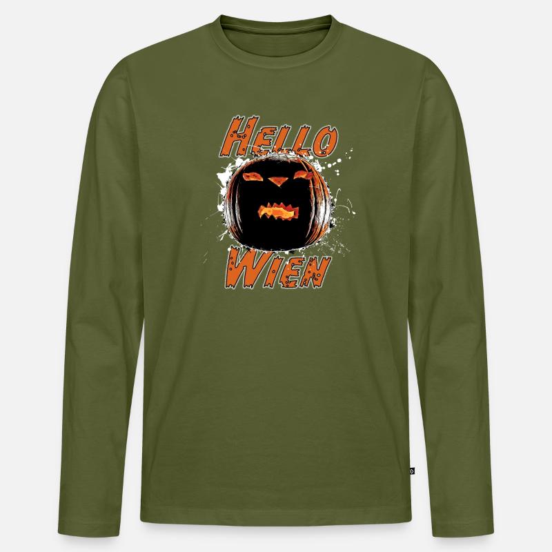 Hello Wien - Männer Premium Bio Langarmshirt - Khaki