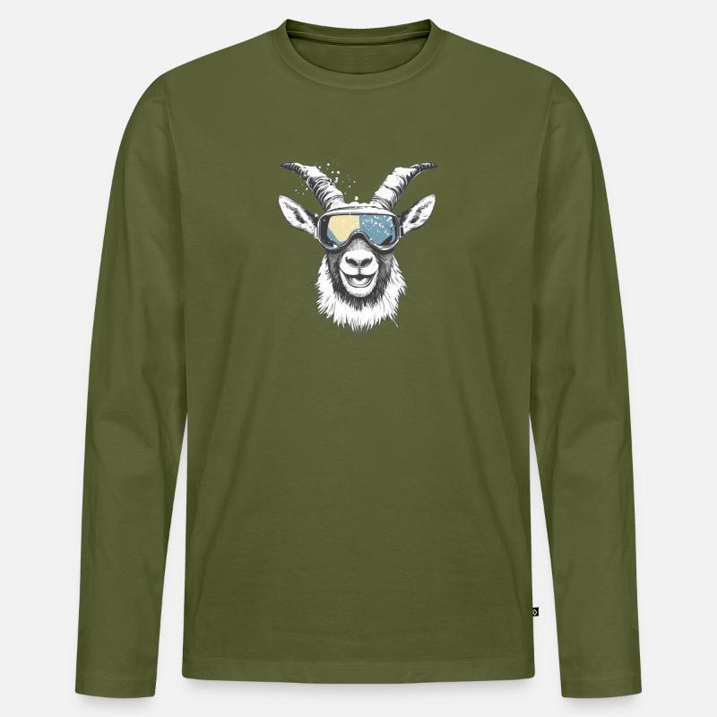 Aprés Ski Steinbock - Männer Premium Bio Langarmshirt - Khaki