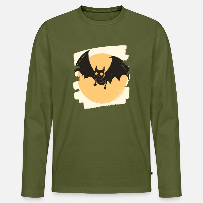 Fledermaus Retro - Männer Premium Bio Langarmshirt - Khaki