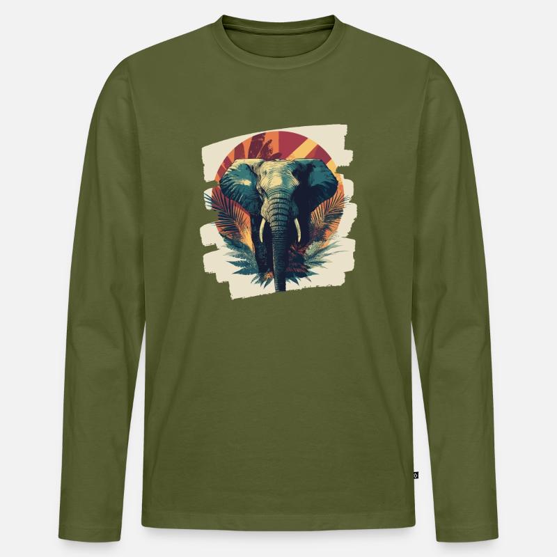 Elefant - Männer Premium Bio Langarmshirt - Khaki