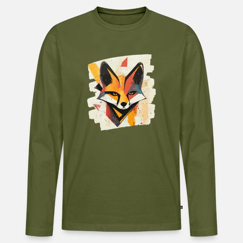 Fuchs - Männer Premium Bio Langarmshirt - Khaki