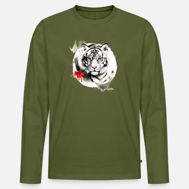 Chinesisches Sternzeichen Tiger - Männer Premium Bio Langarmshirt - Khaki