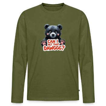 Puis-je caresser ce Dawggg - T-shirt manches longues Premium bio Homme - kaki - Devant - Nico (187cm)