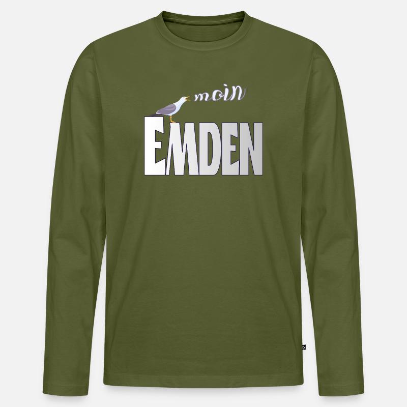 Emden Möwe & Moin Design - Männer Premium Bio Langarmshirt - Khaki