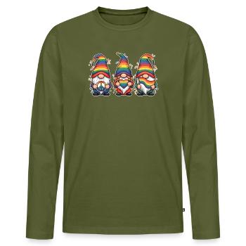 Mois de la fierté LGBT - Love is Love - T-shirt manches longues Premium bio Homme - kaki - Devant - Nico (187cm)