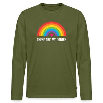 Mois de la fierté LGBTQ - Ce sont mes couleurs - T-shirt manches longues Premium bio Homme - kaki - Devant - Nico (187cm)