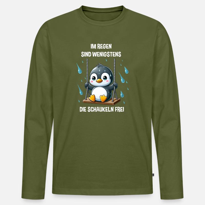 Pinguin Schaukel introvertiert melancholisch - Männer Premium Bio Langarmshirt - Khaki