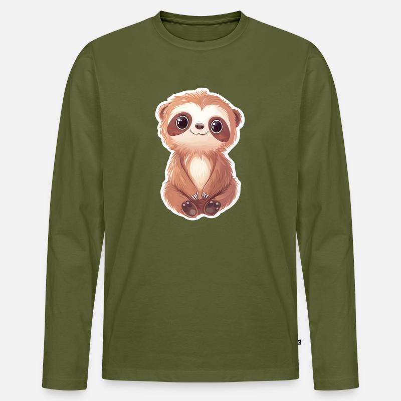 Faultier - Männer Premium Bio Langarmshirt - Khaki