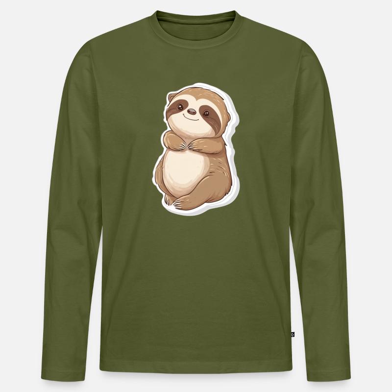 Faultier - Männer Premium Bio Langarmshirt - Khaki