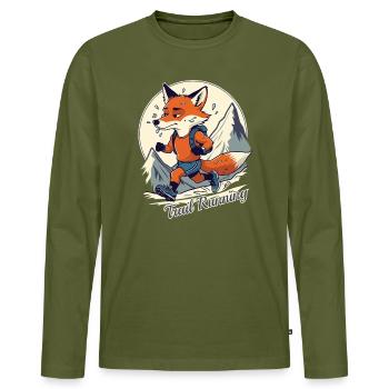 Trail running - Men's Premium Organic Long Sleeve Shirt - khaki - Front - Nico (187cm)