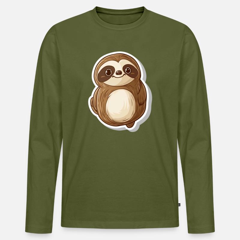 Faultier - Männer Premium Bio Langarmshirt - Khaki