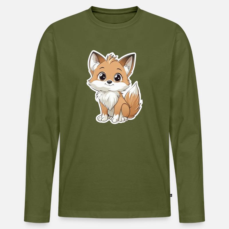 Fuchs - Männer Premium Bio Langarmshirt - Khaki