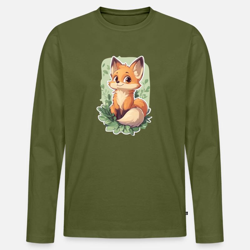 Fuchs - Männer Premium Bio Langarmshirt - Khaki