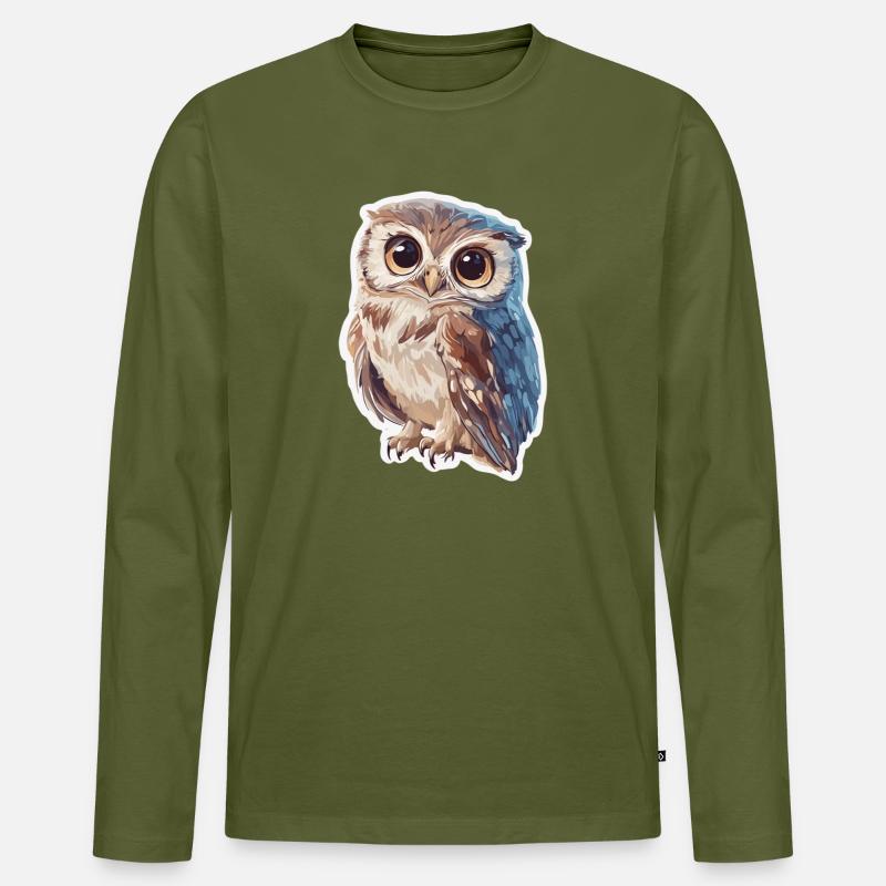 Eule - Männer Premium Bio Langarmshirt - Khaki