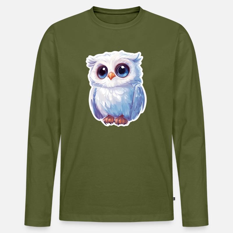 Eule - Männer Premium Bio Langarmshirt - Khaki
