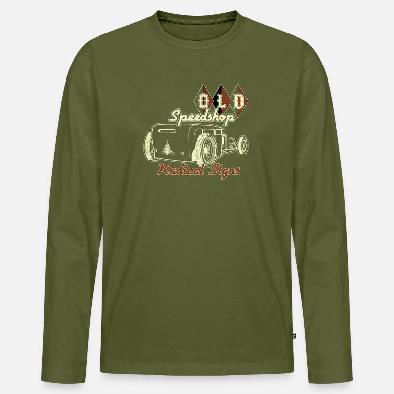 Old School Custom Car Illustration - Männer Premium Bio Langarmshirt - Khaki