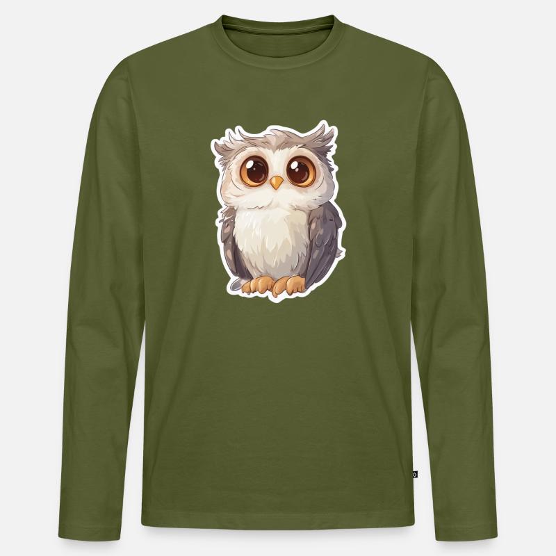 Eule - Männer Premium Bio Langarmshirt - Khaki