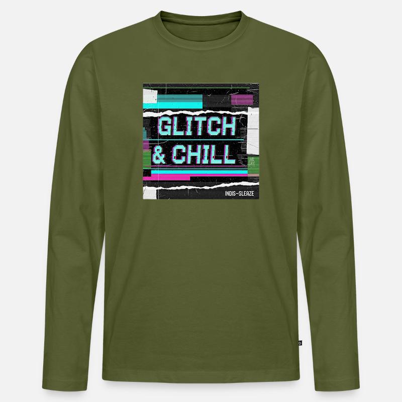 Glitch & Chill - Männer Premium Bio Langarmshirt - Khaki