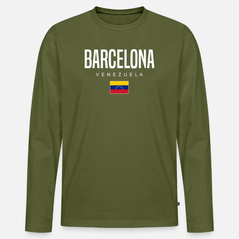 Barcelona Venezuela - Männer Premium Bio Langarmshirt - Khaki
