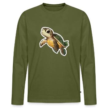 Tortue - T-shirt manches longues Premium bio Homme - kaki - Devant - Nico (187cm)