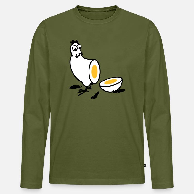 Huhn oder Ei - Männer Premium Bio Langarmshirt - Khaki