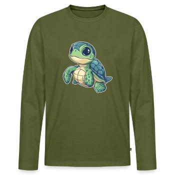 Tortue - T-shirt manches longues Premium bio Homme - kaki - Devant - Nico (187cm)