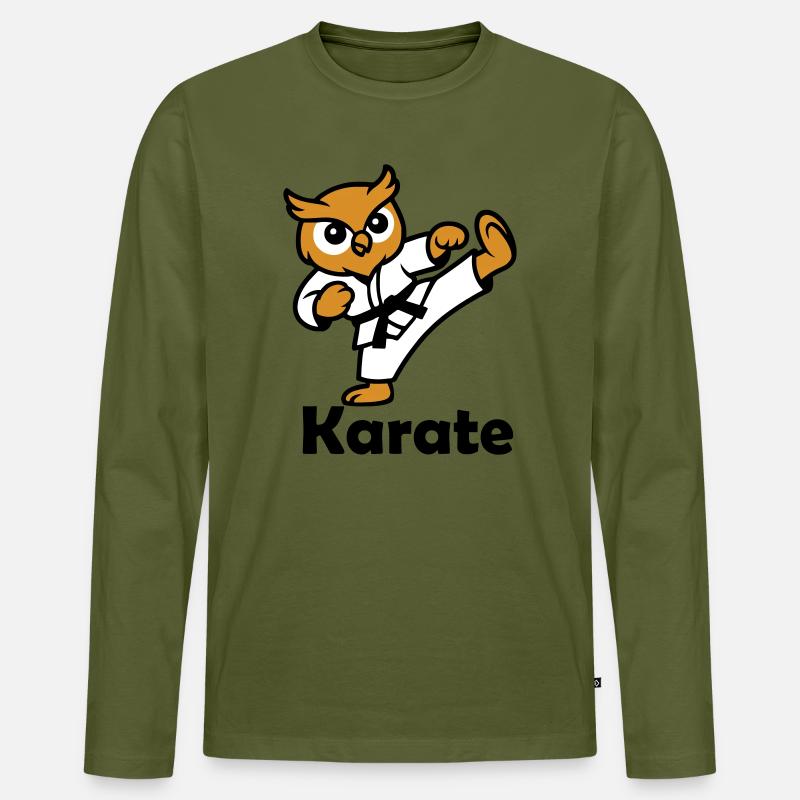 Karate Eule - Männer Premium Bio Langarmshirt - Khaki
