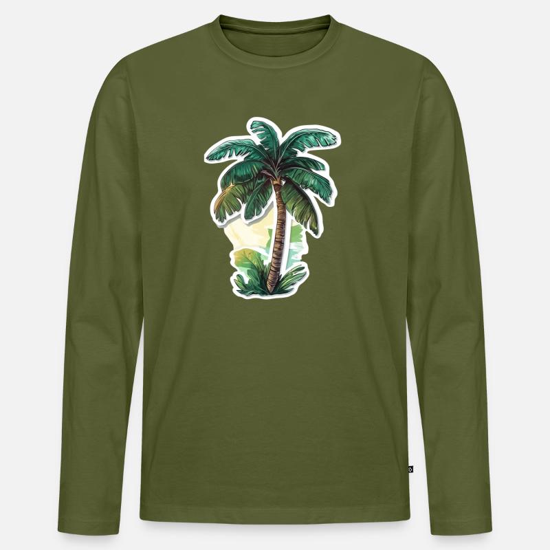 Palme - Männer Premium Bio Langarmshirt - Khaki