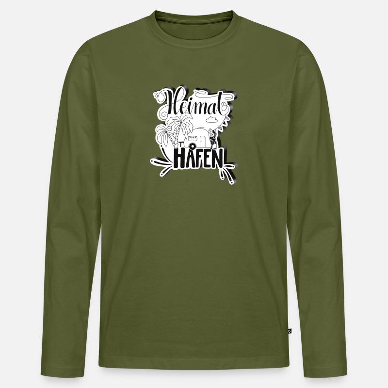 Camping Heimathafen - Männer Premium Bio Langarmshirt - Khaki