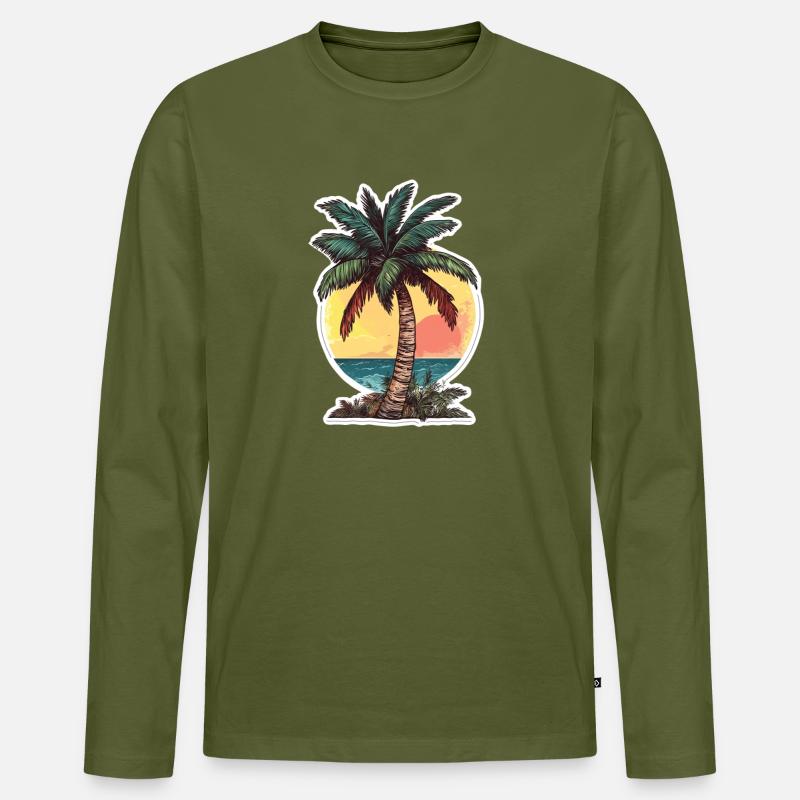 Palme - Männer Premium Bio Langarmshirt - Khaki