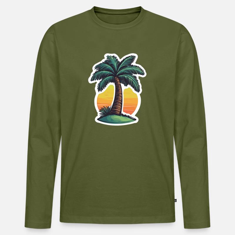 Palme - Männer Premium Bio Langarmshirt - Khaki