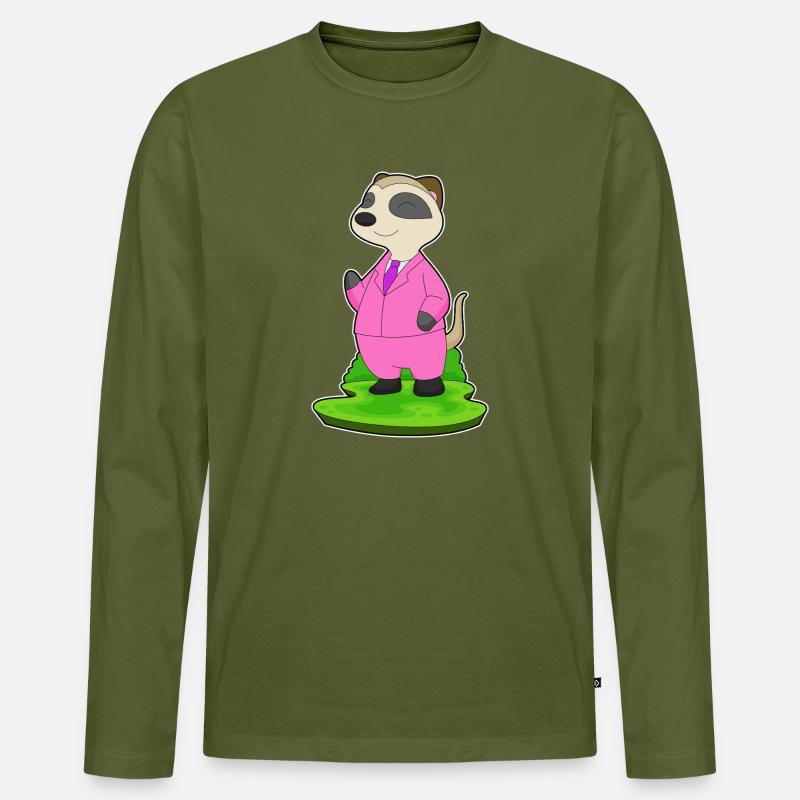 Erdmännchen Bräutigam Anzug Hochzeit - Männer Premium Bio Langarmshirt - Khaki