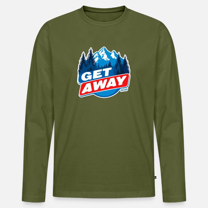 Get away - Männer Premium Bio Langarmshirt - Khaki