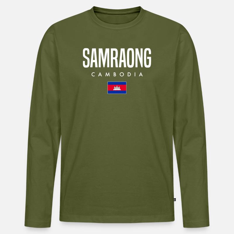 Samraong Kambodscha Khmer - Männer Premium Bio Langarmshirt - Khaki