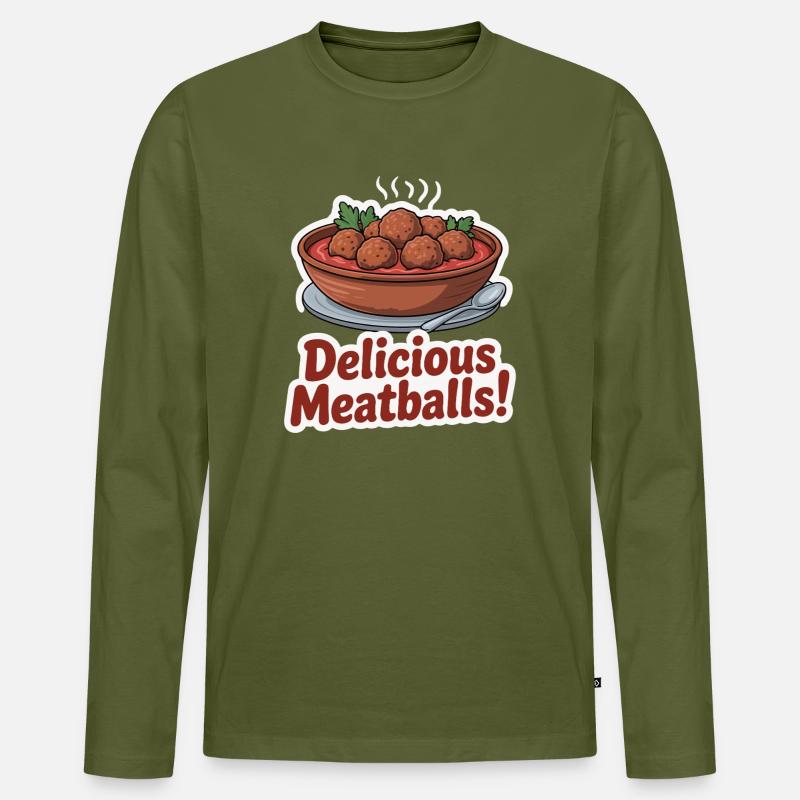 Köstliche Fleischbällchen-Illustration - Männer Premium Bio Langarmshirt - Khaki