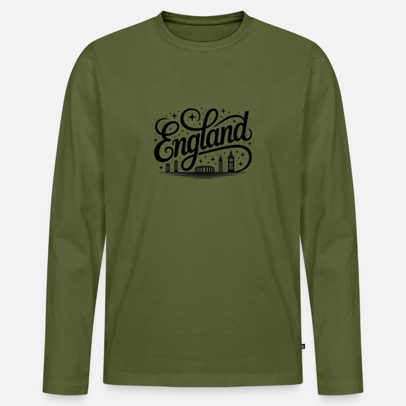 England - Souvenir Design - Männer Premium Bio Langarmshirt - Khaki