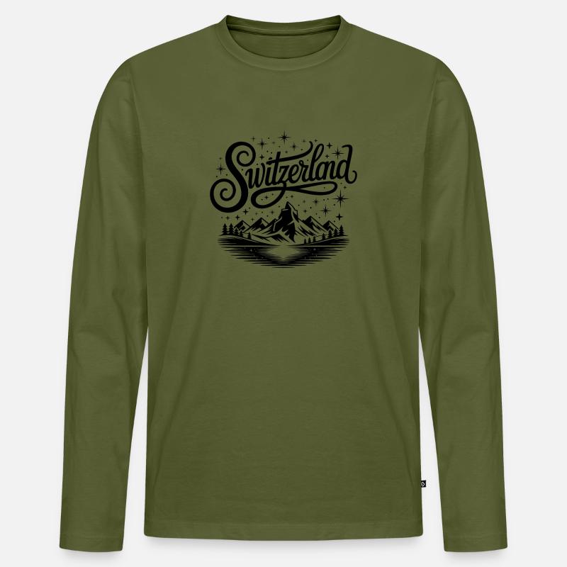 Schweiz - Souvenir Design - Männer Premium Bio Langarmshirt - Khaki