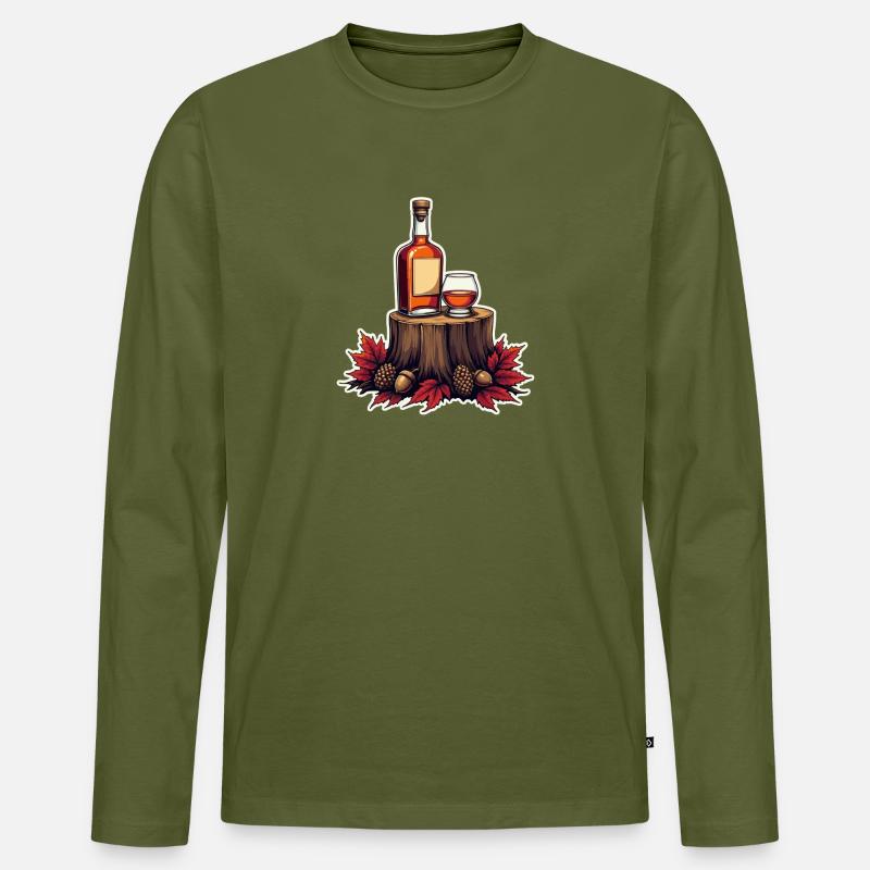 Herbstwhisky auf Stump - Männer Premium Bio Langarmshirt - Khaki