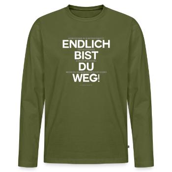 Enfin tu es parti chemise d’adieu - T-shirt manches longues Premium bio Homme - kaki - Devant - Nico (187cm)