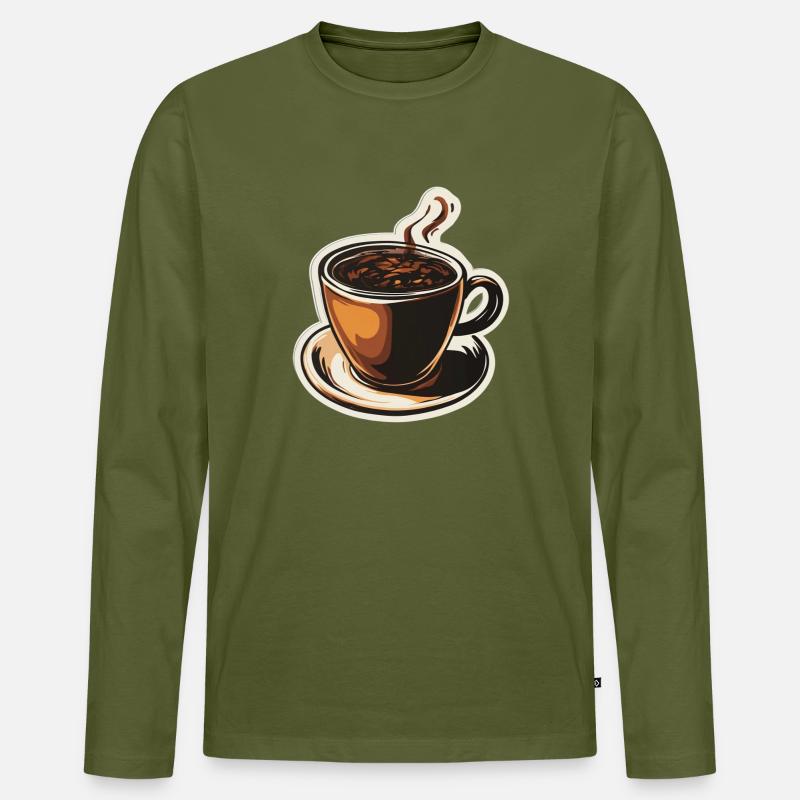Kaffee - Männer Premium Bio Langarmshirt - Khaki