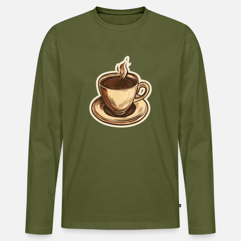 Kaffee - Männer Premium Bio Langarmshirt - Khaki
