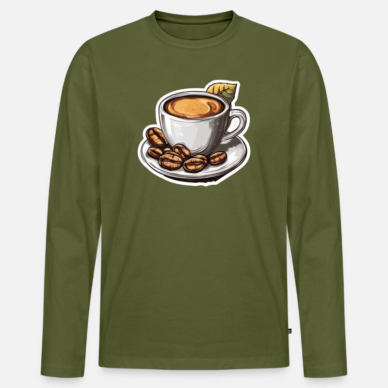 Kaffee - Männer Premium Bio Langarmshirt - Khaki