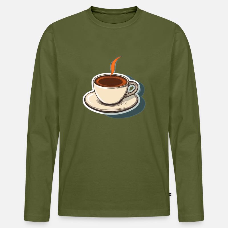 Kaffee - Männer Premium Bio Langarmshirt - Khaki