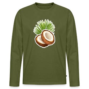 Coconut - Men's Premium Organic Long Sleeve Shirt - khaki - Front - Nico (187cm)