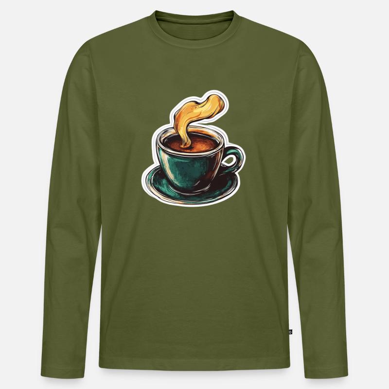 Kaffee - Männer Premium Bio Langarmshirt - Khaki