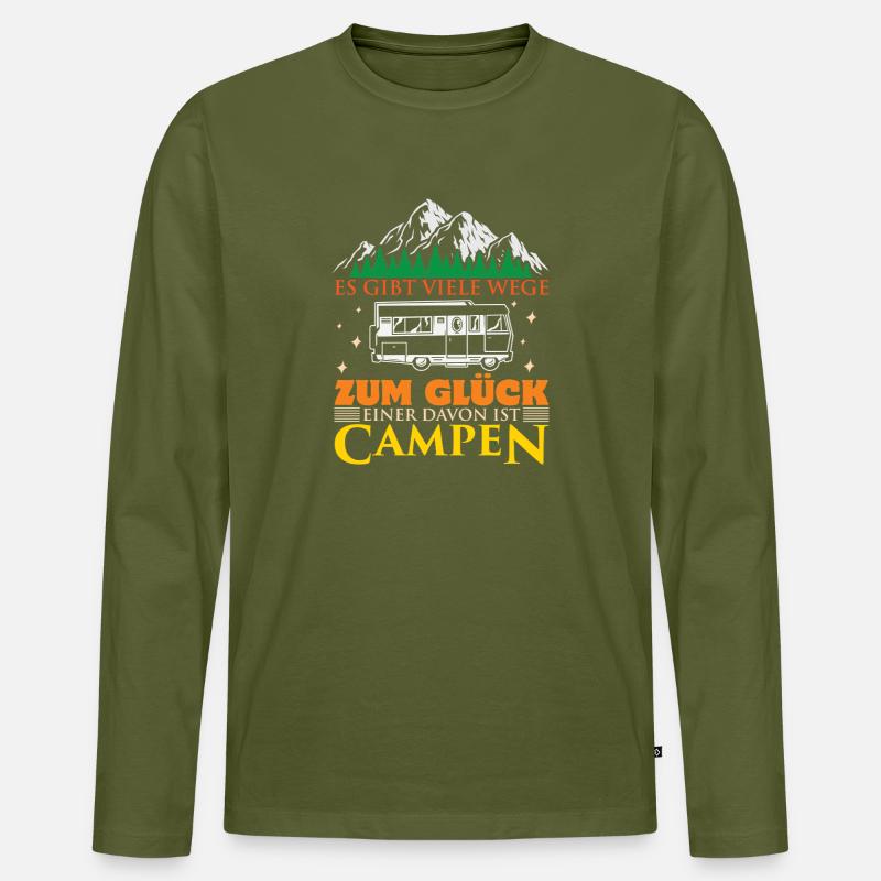 Camper Camping Wohnwagen Spruch - Männer Premium Bio Langarmshirt - Khaki